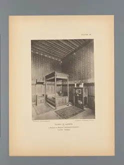 1893 Prints: View of a Gothic style bedroom in the castle of Gaasbeek