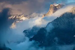 Holiday Destination Prints: View of Half Dome from Tunnel View overlook on a cold day in Yosemite National Park; California