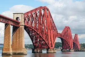 View of historic forth Railway Bridge from South Queensferry in Scotland, United Kingdom