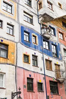 Apartment Prints: The view of Hundertwasser house in Vienna, Austria