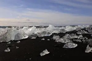 Iceberg Prints: View of icebergs on the Diamond Beach in southern part of Vatnajökull National Park
