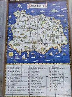 Ischia Prints: View of Ischia Island map in Naples, Italy