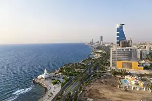 Top view Jeddah city beach Saudi Arabia - Red Sea corniche View, Waterfront