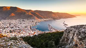 Dodecanese Prints: View of the Kalymnos town early in the morning, Greece