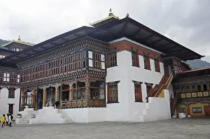 Bhutan Prints: View of the King's Palace. Known as Dechencholing Palace. Thimphu. Bhutan