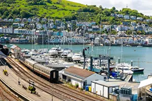 Mornings Prints: View across Kingswear railway station and River Dart estuary to Dartmouth