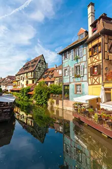 Alsatian Prints: View of La Petite Venise or Little Venice, district, Old Town, Colmar, Alsace, France