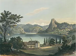 Bled Prints: A view of Lake Bled by Franz Kurz zum Thurn und Goldenstein