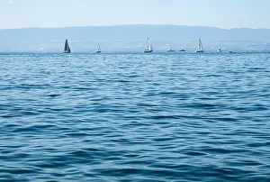 Spare Time Prints: View of Lake Geneva, Ã ‰ vian-les-Bains, France; Europe