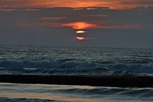 Excellent Prints: View of Lido di Jesolo beach early in the morning at different phases of sunrise, Italy