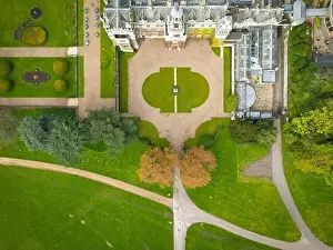 Top Down View Prints: Top down view of magnificent 18th century hall now used as a premier hotel