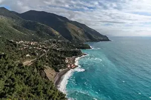 A view of the Maratea Coast and the hamlet of Acquafredda on the Italian coast of Basilicata