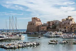 Castellammare Del Golfo Prints: View over marina towards Castello Arabo-Normanno