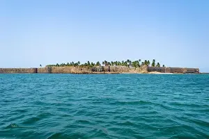 View of the massive Sindhudurg Fort from the Boat Ride on the Arabian Sea from Malvan Jetty to the Fort