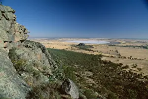 Physical Geography Prints: View from Mount Arapiles rock climbing centre towards salt pan of Mitre Lake Wimmera Victoria Australia Pacific