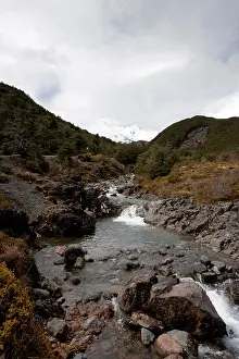 Snow Mountain Prints: A view of Mount Ruapehu in the Tongariro National Park near Tuapo New Zealand
