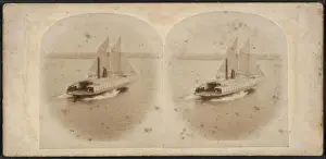 Routes Prints: View of the New York Bay ferry boats
