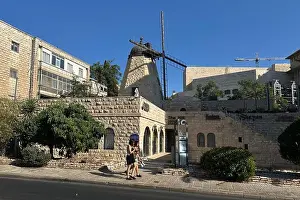 Israeli Prints: View of the old windmill on 8 Ramban Street which was built in the middle of 19th century by the Greek Orthodox Church