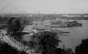 Major Prints: View of the Outer Alster lake, Hamburg, historical photo from around 1899