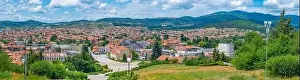 View of Panagyurishte town in Bulgaria from the National memorial complex Apriltsi