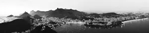 Cristo Prints: View from Pao Acucar to Corcovado with statue of Cristo Redentor, Brazil, Rio de Janeiro