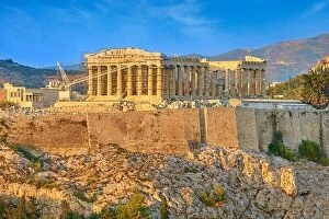 Images Dated 8th September 2017: View at Parthenon at sunset time, Acropolis, Athens, Greece