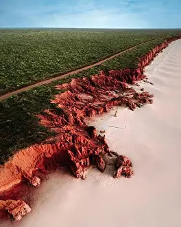 Bay Beach Prints: View of people on the beach at James Price Point, Broome, Western Australia, Australia