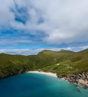 Sheltered Prints: View of the picturesque Keem Bay and beach on Achill Island in County Mayo in western Ireland