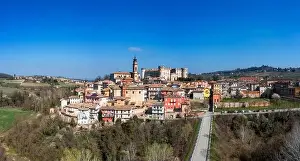 View of the picturesque village of Costigliole d'Asti in the Piedmont wine region of Italy