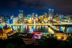 Pittsburgh Prints: View of Pittsburgh at night from Grandview Avenue in Mount Washington