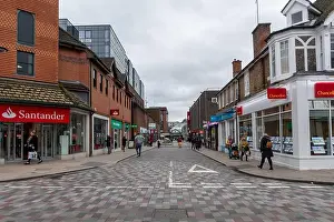 Businesses Prints: View along Princess Way shopping street in Camberley town centre