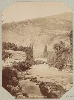 River Bridge Prints: View of a river with bridge in pierrefitte in France