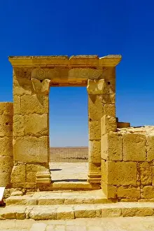 View of the ruined Nabataean Temple Gate in the ancient Nabataean city of Avdat