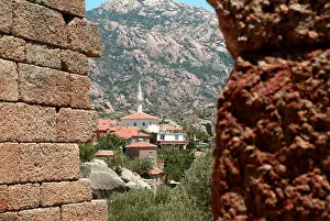 Ionia Prints: View from the ruins of ancient greek temple of Athena ancient Heraclia Turkey