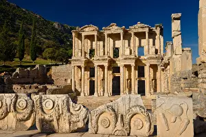 Corinthian Prints: View of ruins surrounding the Library of Celsus from the Marble Street in ancient Ephesus Turkey