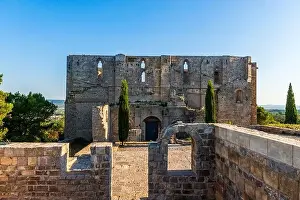View of Saint Félix de Monceau abbey in Gigean in Hérault in Occitania, France