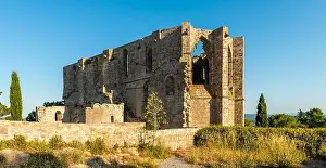 View of Saint Félix de Monceau abbey in Gigean in Hérault in Occitania, France