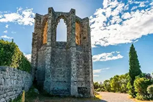 Gigean Prints: View of Saint Félix de Monceau abbey in Gigean in Hérault in Occitania, France