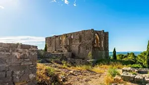 View of Saint Félix de Monceau abbey in Gigean in Hérault in Occitania, France