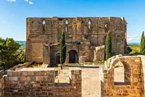 Gigean Prints: View of Saint Félix de Monceau abbey in Gigean in Hérault in Occitania, France