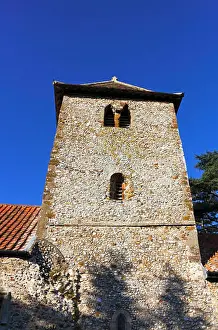 Headed Prints: A view of the Saxon tower of the parish church of St Mary and All Saints at Newton by Castle Acre