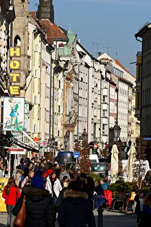 Upper Bavaria Prints: View along Sendlingerstrasse ( Sendlinger Street), Munich, Upper Bavaria, Germany, Europe