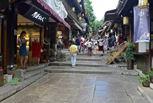 Street View Prints: View along a shopping street in Qingyan Ancient Town near Guiyang in Guizhou province