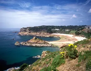 Bay View Prints: View showing Ile de Guerdain in Portelet Bay on the island of Jersey