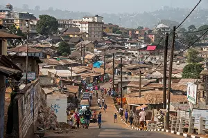 West African Prints: View over the slums of Freetown, Sierra Leone, West Africa, Africa