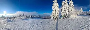 view of snowed ukrainian carpathian mountains copy space