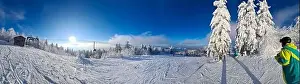 Mountains Range Prints: view of snowed ukrainian carpathian mountains copy space