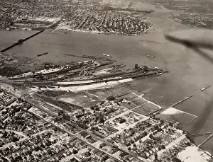 Raritan Prints: View of South Amboy, NJ with the River Draw Bridge on July 29, 1924