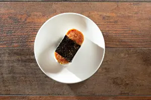 Flatlay Prints: A top down view of spam musubi