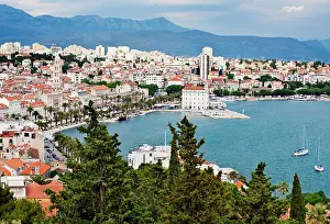 Split Prints: View across Split harbor (seen from Marjan Hill). Split, Croatia